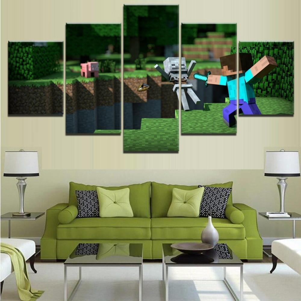 Minecraft Poster 6 Gaming – 5 Panel Canvas Art Wall Decor