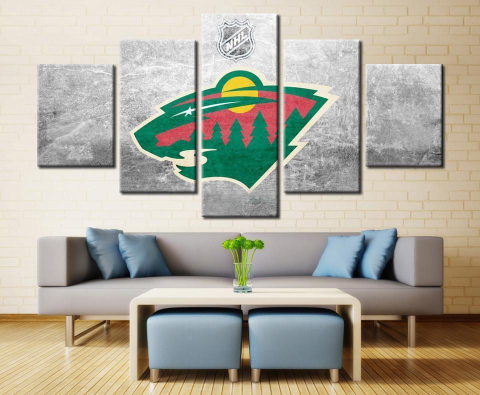 Minnesota Wild Logo 1 Ice Hockey – 5 Panel Canvas Art Wall Decor