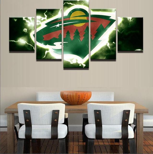 Minnesota Wild Logo Sport – 5 Panel Canvas Art Wall Decor