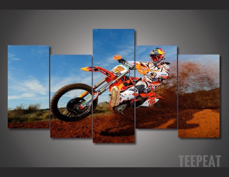 Motorcycle Racing – Sport 5 Panel Canvas Art Wall Decor