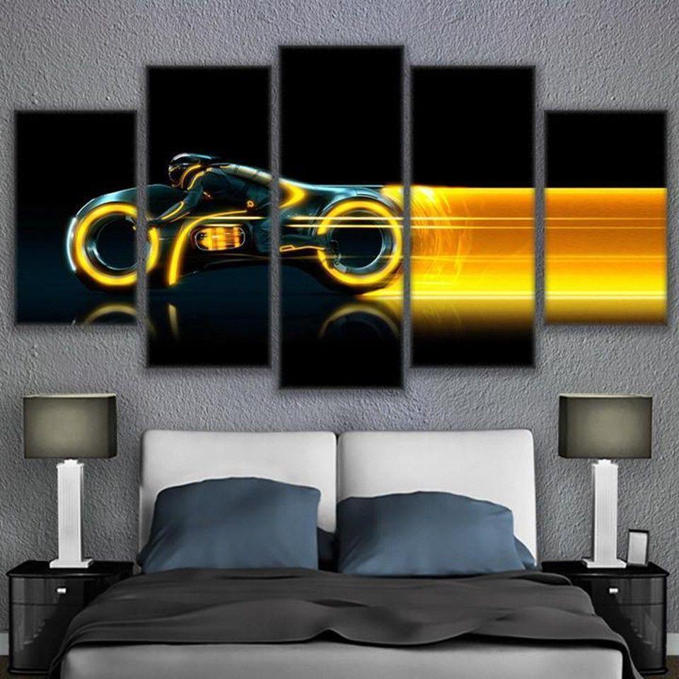 Movie Tron Motorcycle Movie – 5 Panel Canvas Art Wall Decor