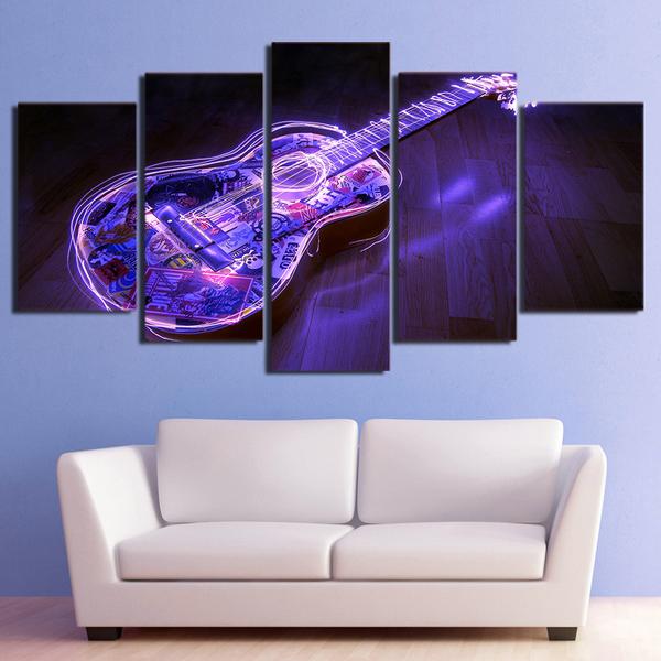 Music Guitar Artwork – Music 5 Panel Canvas Art Wall Decor