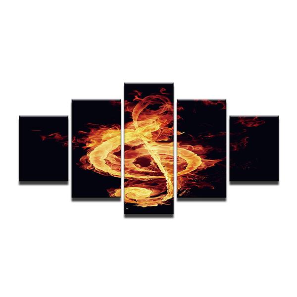 Music Musical Note Modern – Music 5 Panel Canvas Art Wall Decor