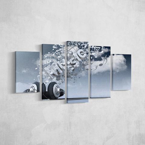 Music To My Ears – Music 5 Panel Canvas Art Wall Decor
