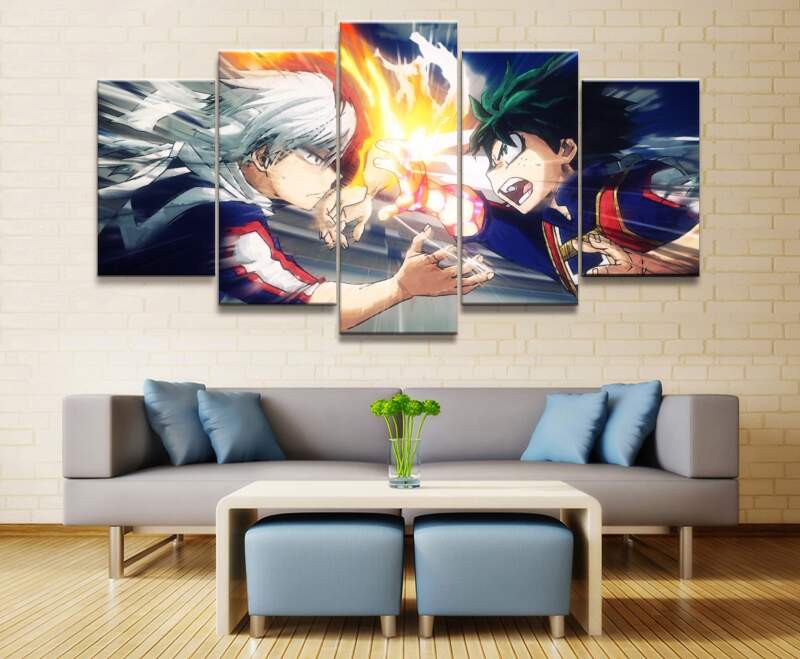 My Hero Academia Todoroki And Midoriya 1 Anime – 5 Panel Canvas Art Wall Decor
