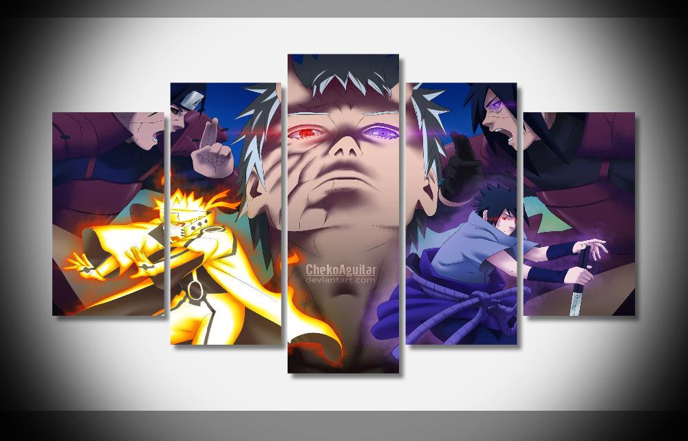 Naruto Shippuden Characters – Anime 5 Panel Canvas Art Wall Decor