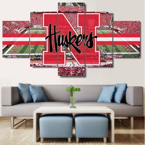 Nebraska Cornhuskers Stadium – Sport 5 Panel Canvas Art Wall Decor-CV