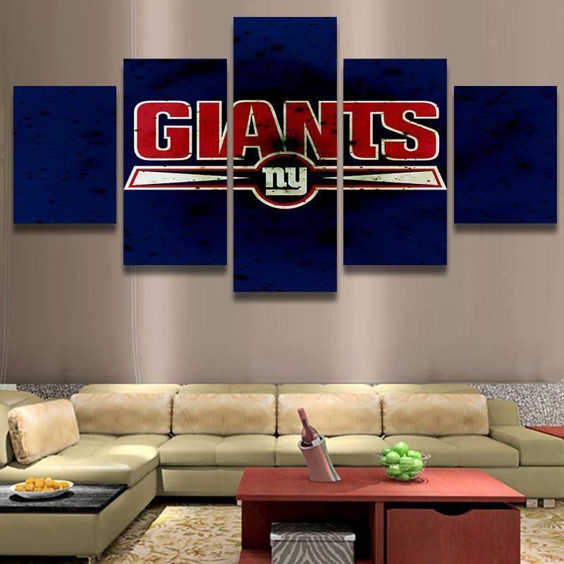 New York Giants Team Logo Football – 5 Panel Canvas Art Wall Decor