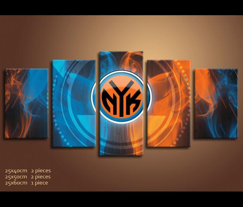 New York Knicks Basketball Logo Basketball – 5 Panel Canvas Art Wall Decor