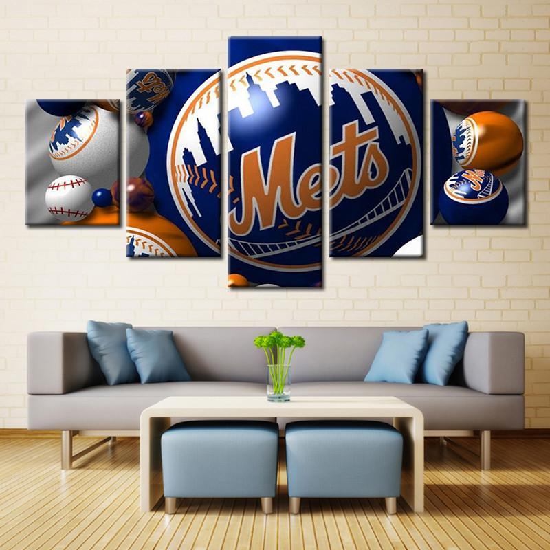 New York Mets Sports Team Baseball – Sport 5 Panel Canvas Art Wall Decor-CV