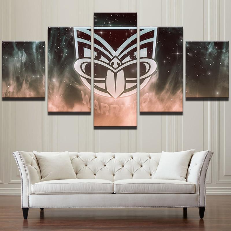 New Zealand Warriors NRL Football – 5 Panel Canvas Art Wall Decor