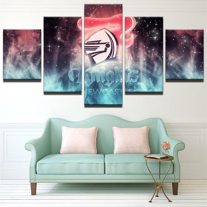 Newcastle Knights NRL Football – 5 Panel Canvas Art Wall Decor