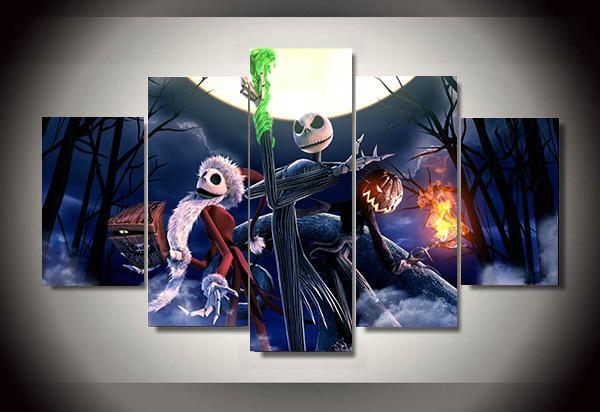 Nightmare Before Christmas Jack Skellington – Movie 5 Panel Canvas Art Wall Decor