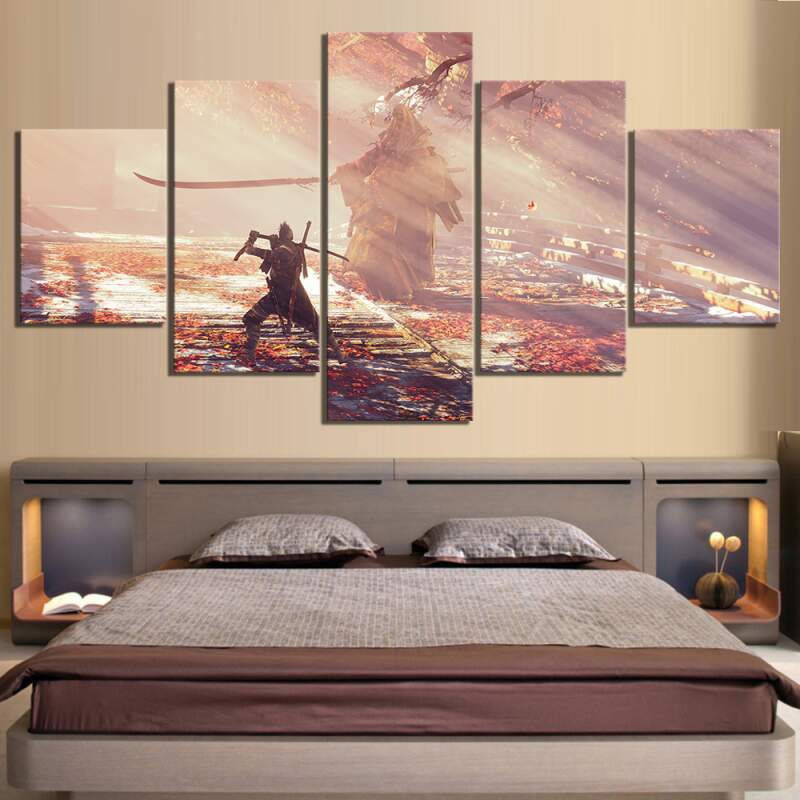 Ninja Wolf Sekiro Shadows Die Twice Gaming – 5 Panel Canvas Art Wall Decor