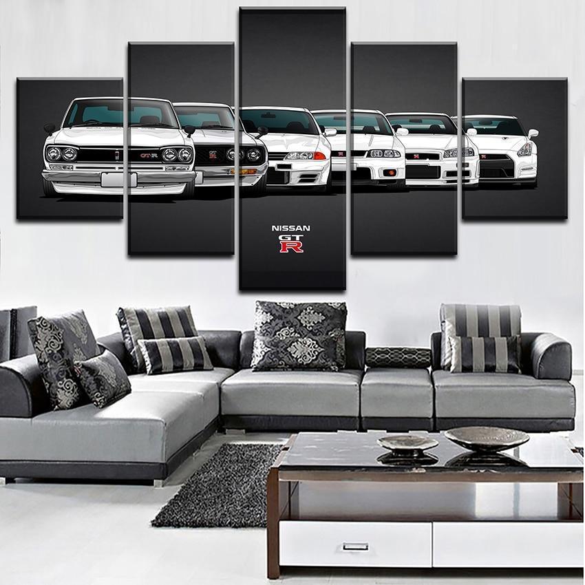 Nissan GTR Car 1 Car & Motor – 5 Panel Canvas Art Wall Decor