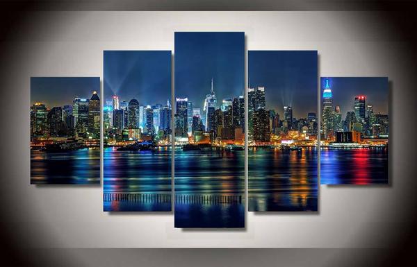 Nyc Cityscape New York City – Nature 5 Panel Canvas Art Wall Decor