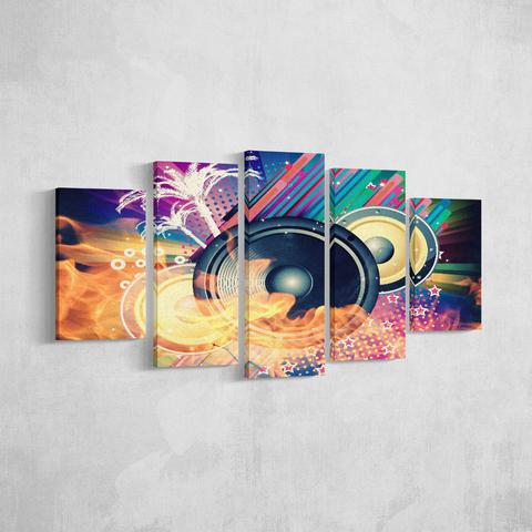 Paradise Sounds – Music 5 Panel Canvas Art Wall Decor