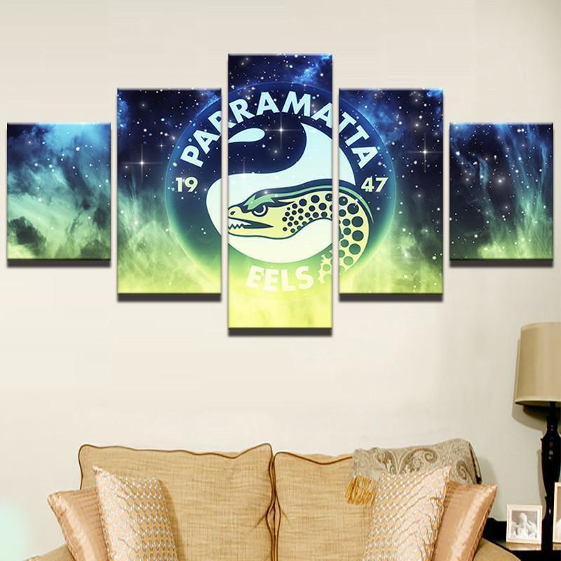 Parramatta Eels NRL Football – 5 Panel Canvas Art Wall Decor