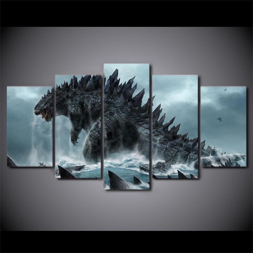 Pelcula De Godzilla Movie – 5 Panel Canvas Art Wall Decor
