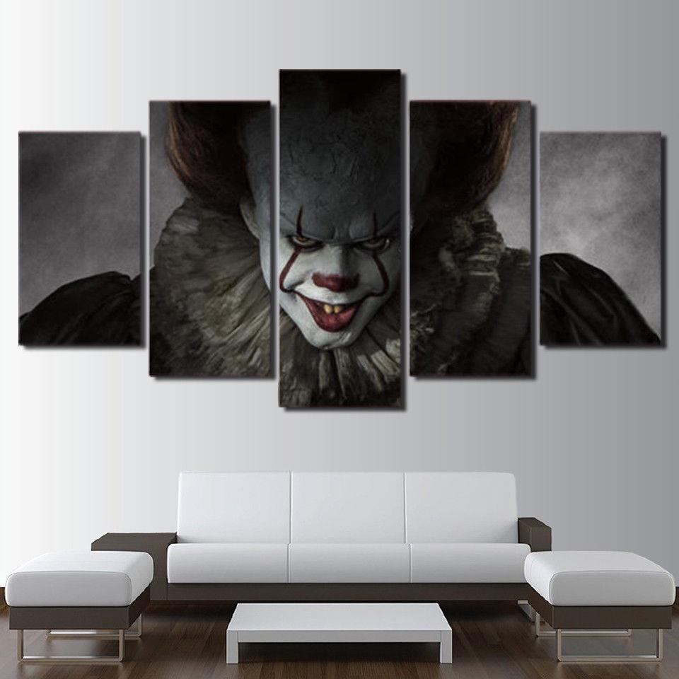 Pennywise Clown It Horror Scary Movie – 5 Panel Canvas Art Wall Decor
