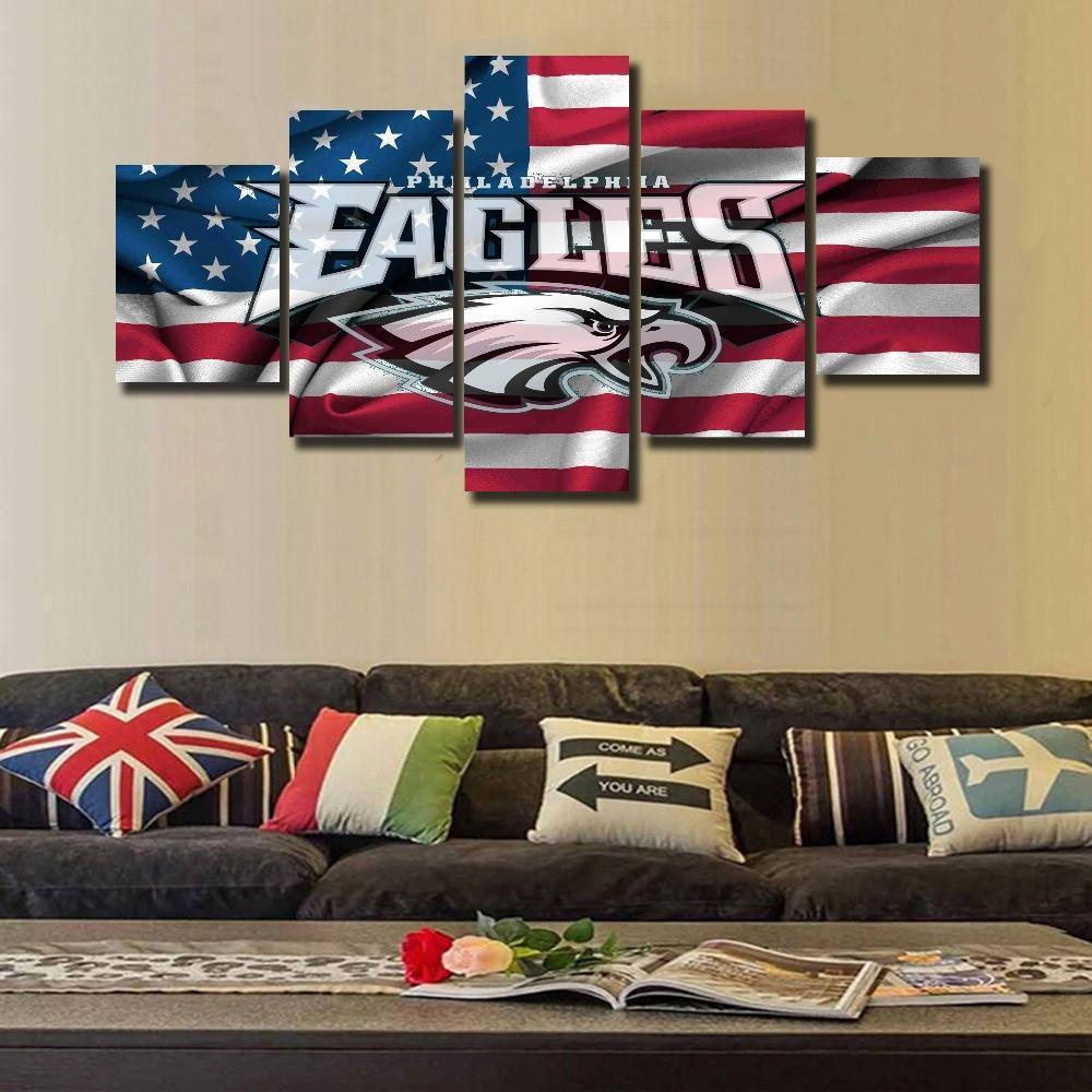 Philadelphia Eagles Football – 5 Panel Canvas Art Wall Decor – CA