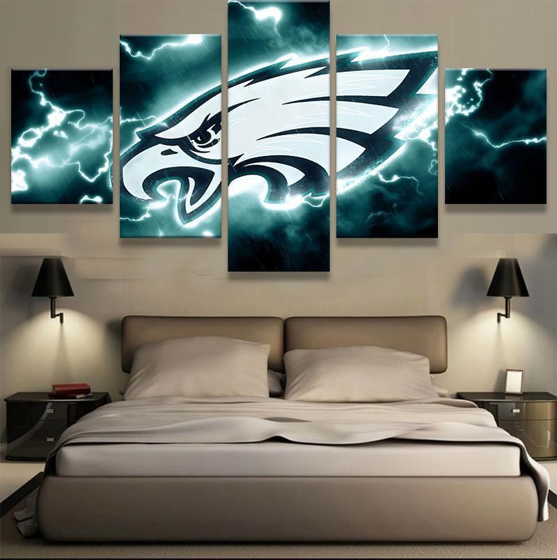 Philadelphia Eagles Thunder Football – 5 Panel Canvas Art Wall Decor