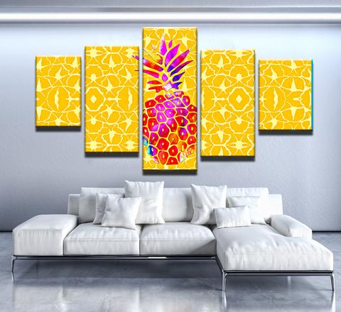 Pineapple – Abstract Nature 5 Panel Canvas Art Wall Decor