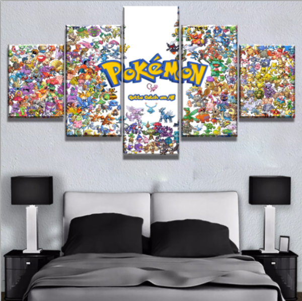 Pokemon Poster Anime – 5 Panel Canvas Art Wall Decor