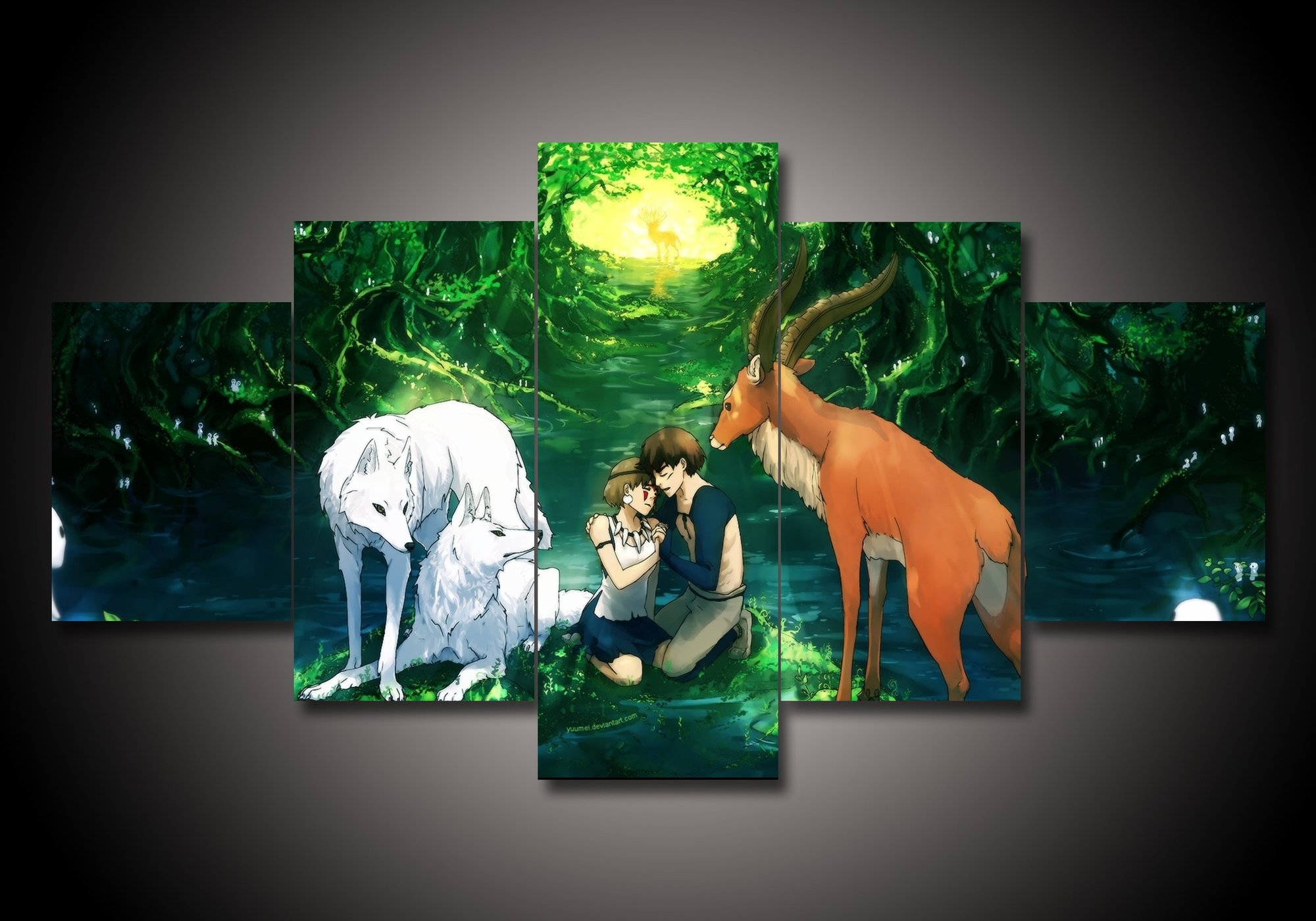 Princess Mononoke 1 – Anime 5 Panel Canvas Art Wall Decor