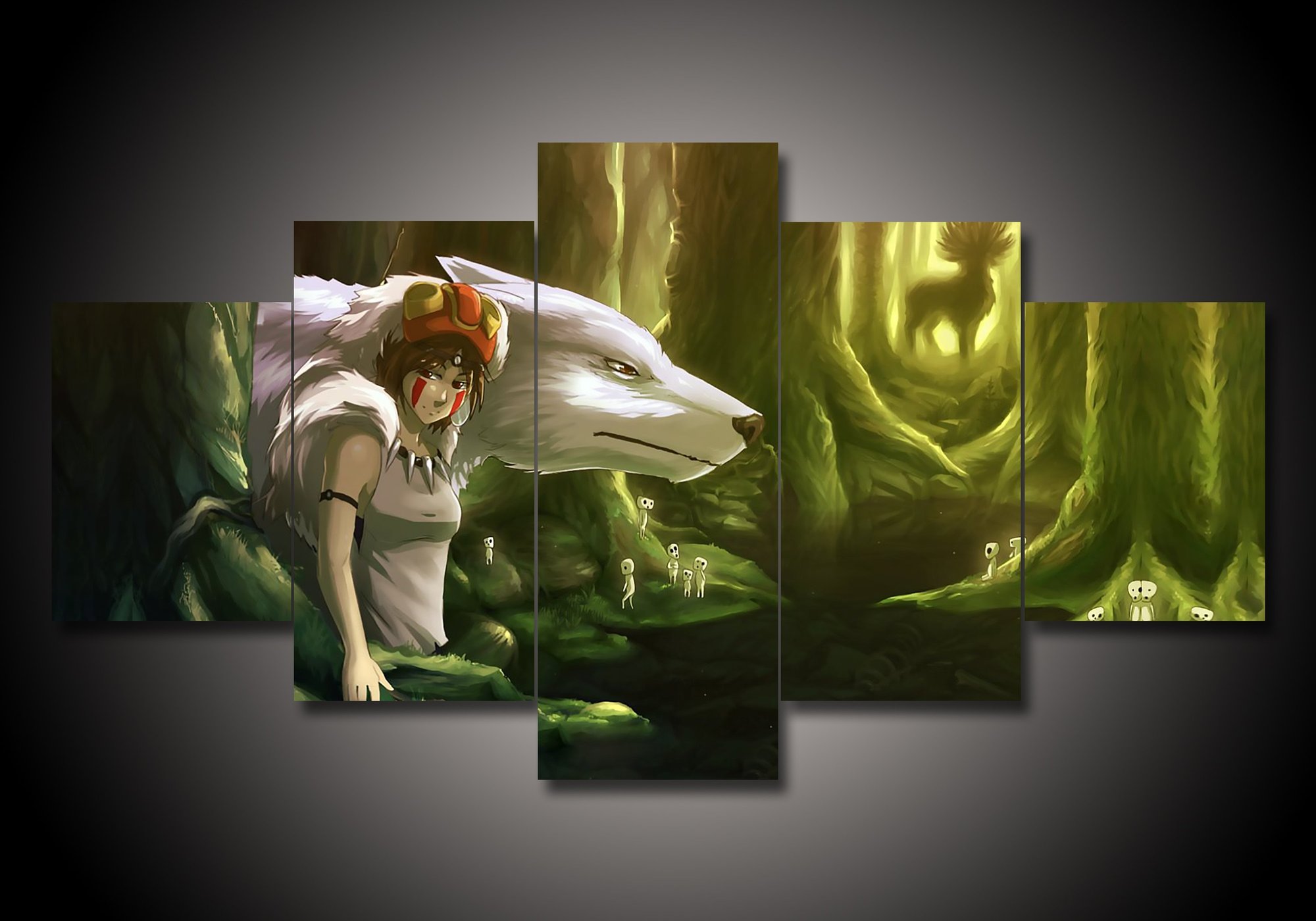 Princess Mononoke 2 – Anime 5 Panel Canvas Art Wall Decor