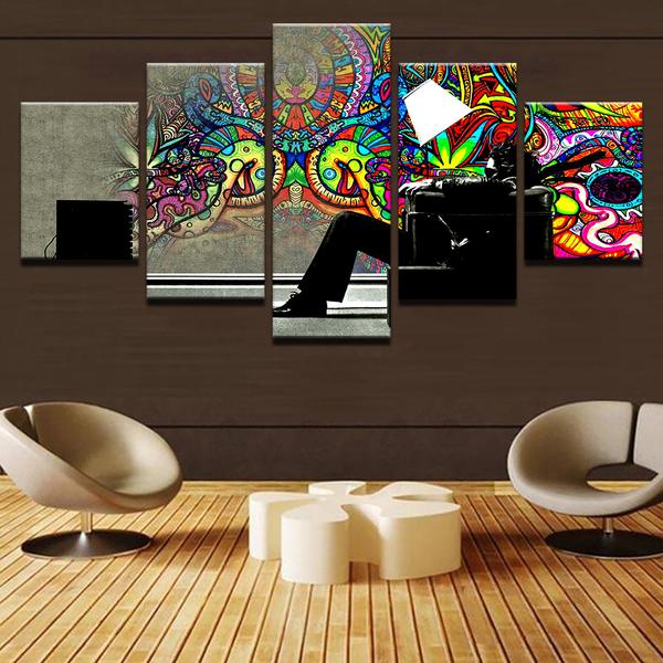 Psychedelic Graffiti 1 – Abstract 5 Panel Canvas Art Wall Decor