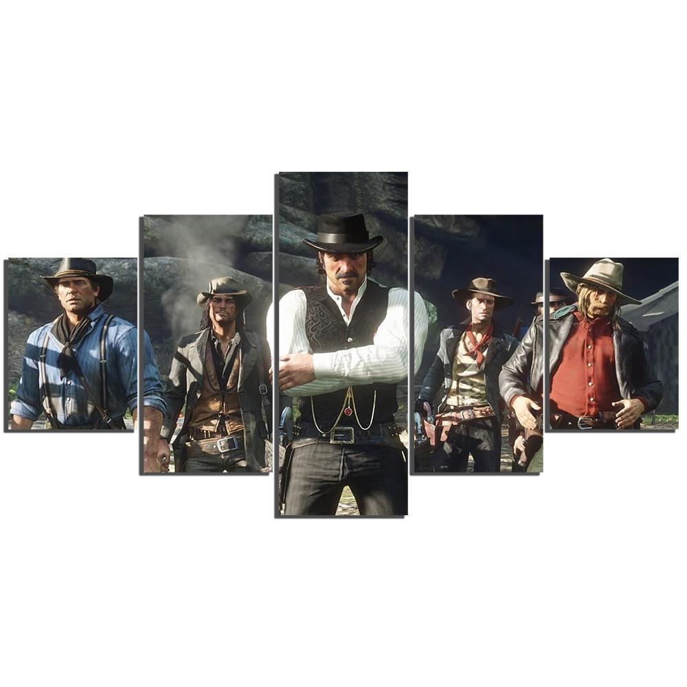 Red Dead Redemption 2 The Cowboys Gaming – 5 Panel Canvas Art Wall Decor