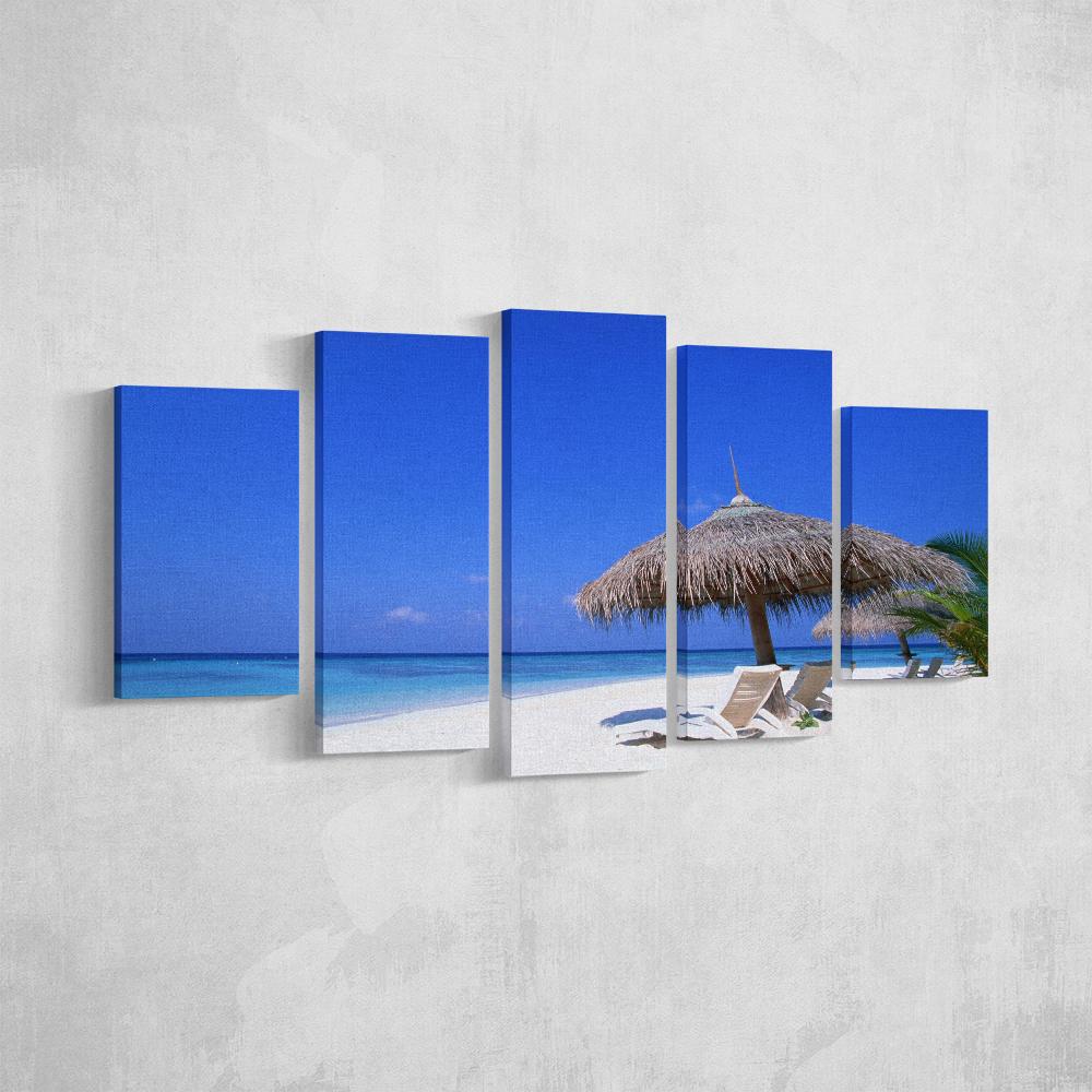 Relaxing On The Beach – Nature 5 Panel Canvas Art Wall Decor