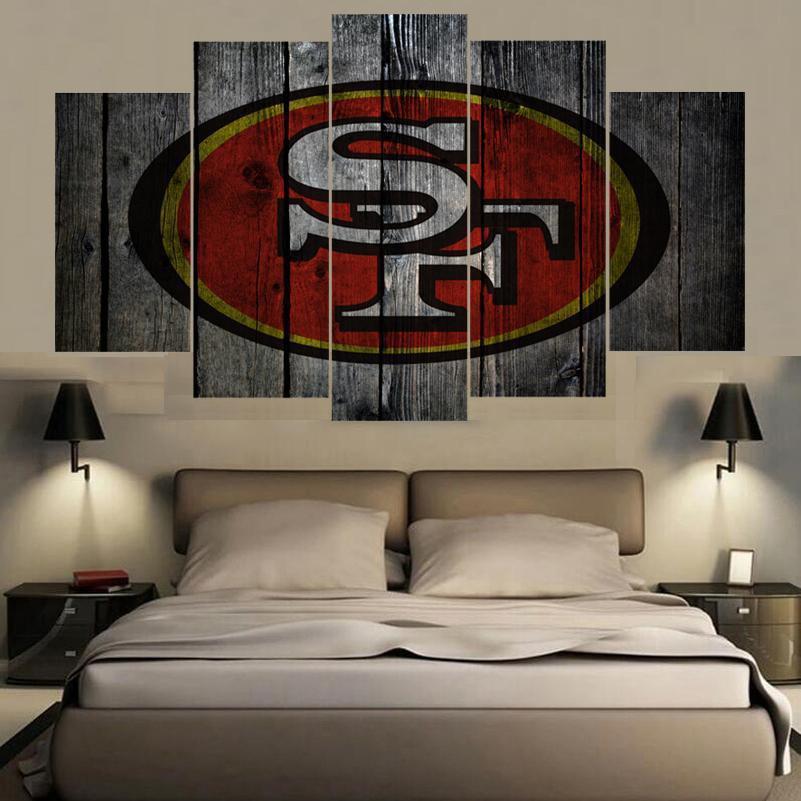 San Francisco 49ers Logo Poster 1 Football – 5 Panel Canvas Art Wall Decor