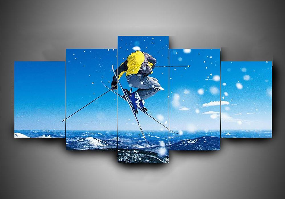 Skiing 1 – Sport 5 Panel Canvas Art Wall Decor