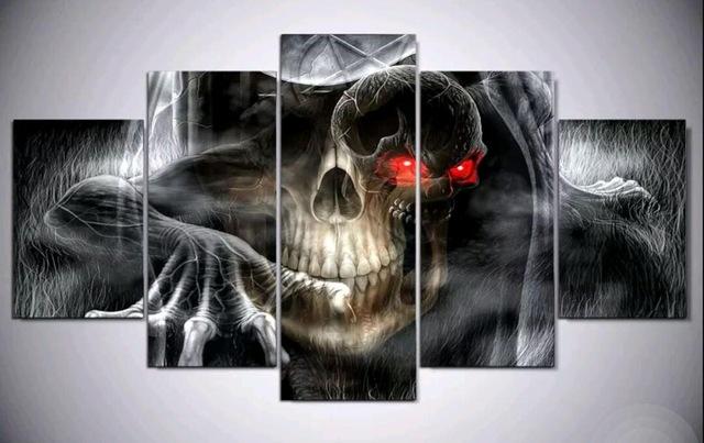 Skull 1 – Abstract 5 Panel Canvas Art Wall Decor