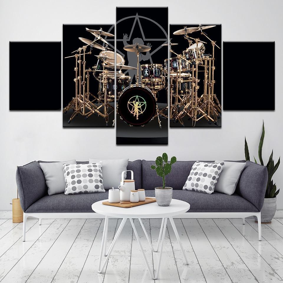 The Drums Of Neil Peart Music – 5 Panel Canvas Art Wall Decor