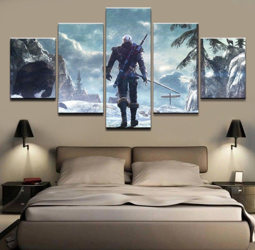 The Witcher 3 Geralt Poster Gaming – 5 Panel Canvas Art Wall Decor