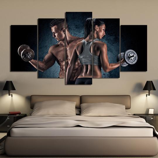 Weightlifting Fitness Workout – Sport 5 Panel Canvas Art Wall Decor