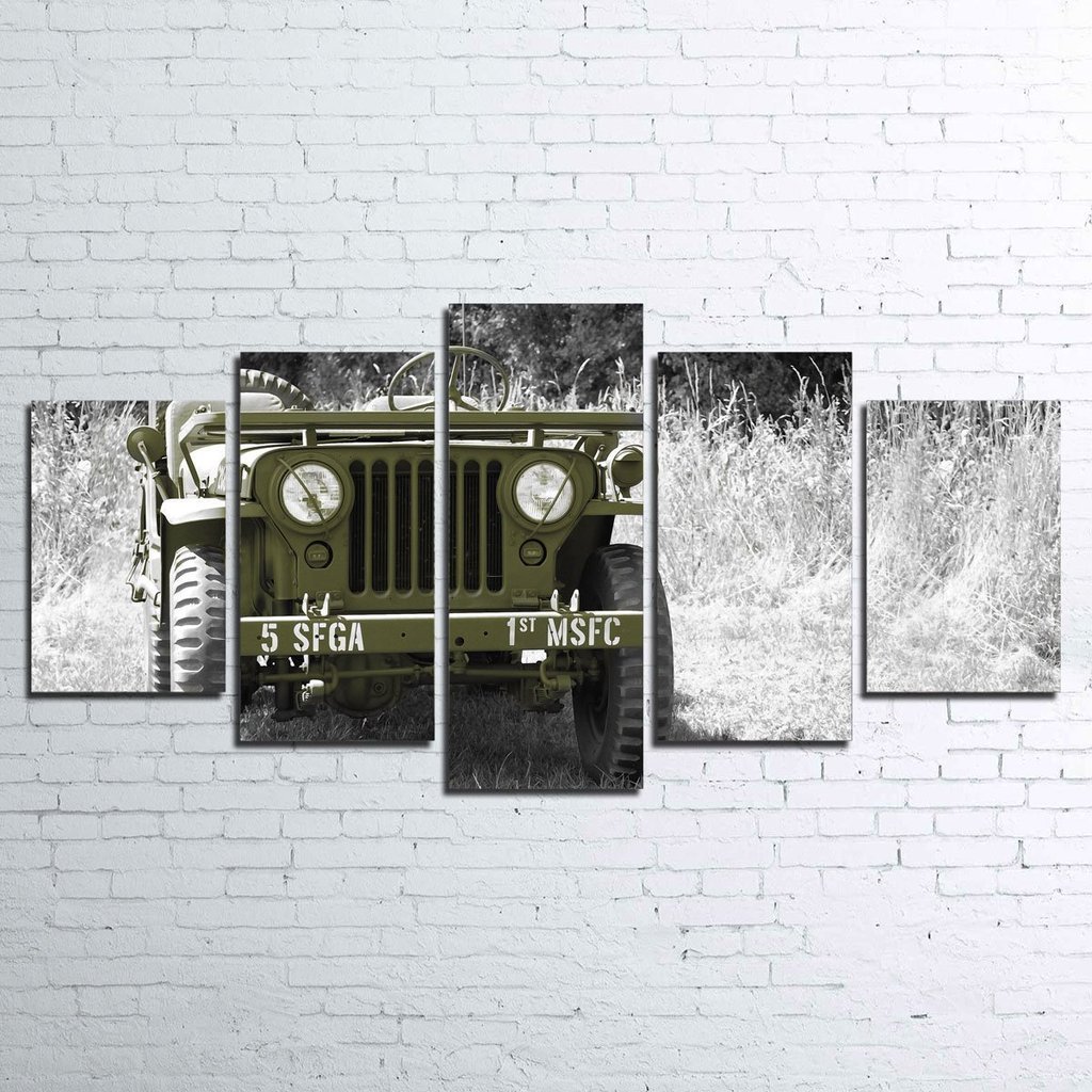 Willys Military Jeep – Automotive 5 Panel Canvas Art Wall Decor