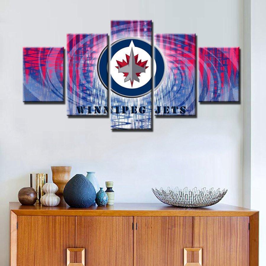 Winnipeg Jets Logo Ice Hockey – 5 Panel Canvas Art Wall Decor, image size:900x900