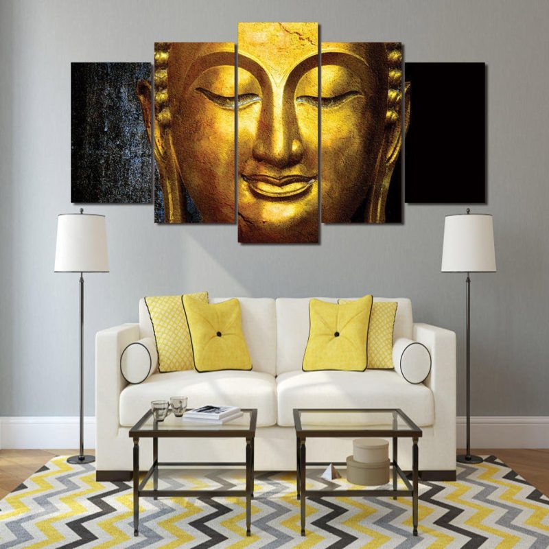 Golden Buddha Face Wall Art Canvas Decor Printing CA Go Canvas   GoldenBuddhaFace 800x800 