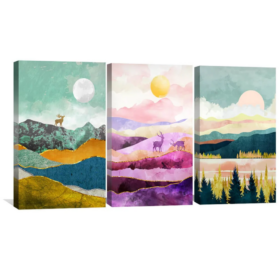 Geometric Abstract Nature Canvas Wall Art Decor