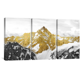 Golden Snow Mountains Canvas Wall Art Decor