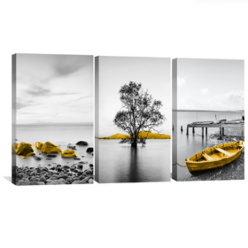 Yellowstone Boat Landscape Poster Nordic Canvas Wall Art Decor