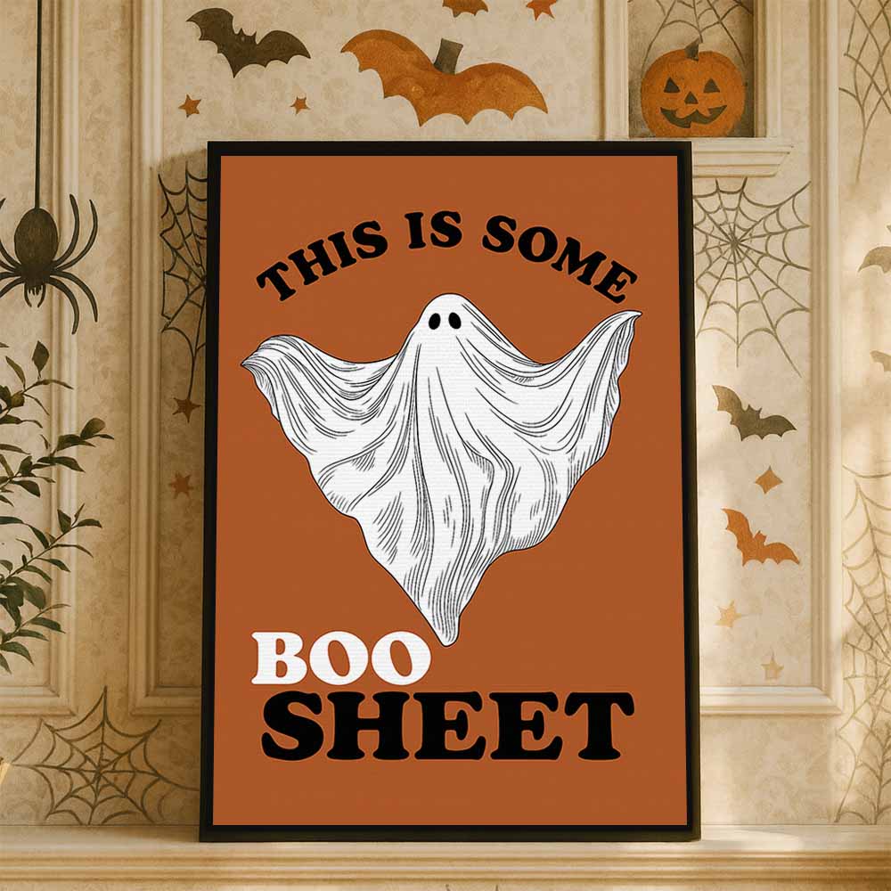 This Is Some Ghost Framed Canvas Wall Art, Wall Decor Halloween, Vintage Canvas