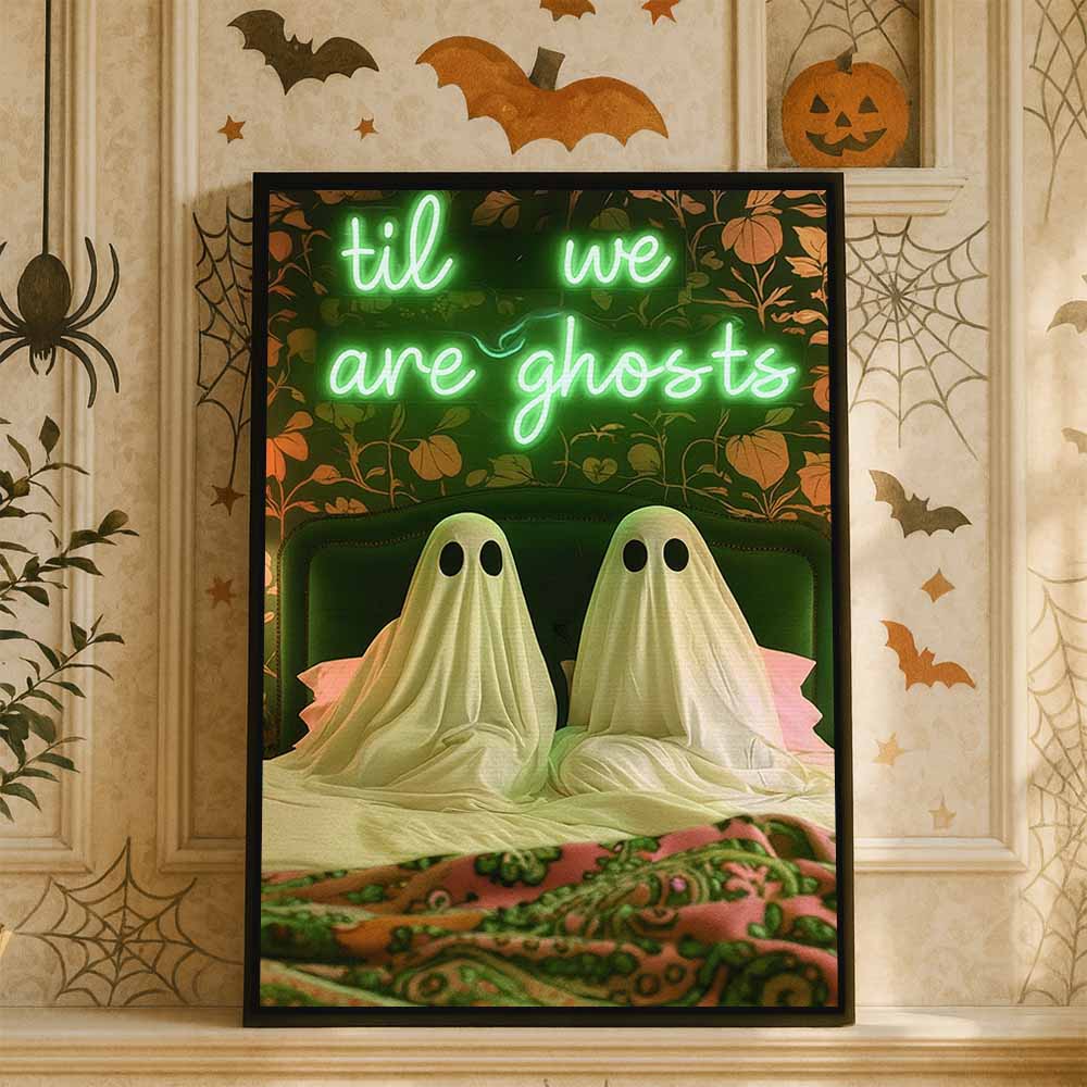 Til We Are Ghosts Framed Canvas Wall Art, Wall Decor Halloween, Vintage Canvas