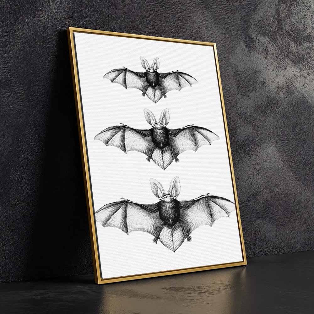 Bat Vintage Halloween Decor Framed Canvas Wall Art, Wall Decor Halloween, Vintage Canvas