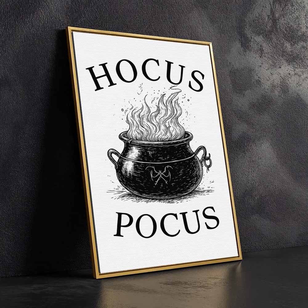 Hocus Pocus Framed Canvas Wall Art, Wall Decor Halloween, Vintage Canvas