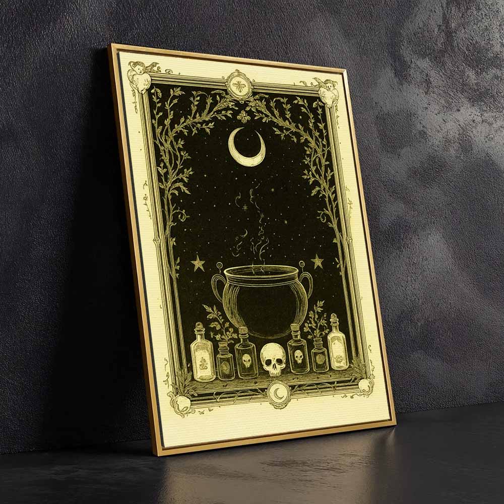 Kitchen Witcher Framed Canvas Wall Art, Wall Decor Halloween, Vintage Canvas